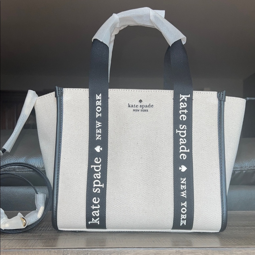 NWT kate spade Cream and Black Logo Tote